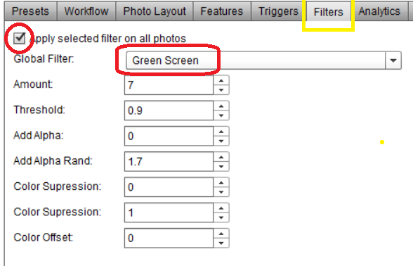 social booth green screen adjusting tolerance